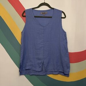 Flax Women's Blue Sleeveless Tank Top Linen Size Small